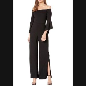 Bebe Off Shoulder Bell Sleeved Jumpsuit with Slit
